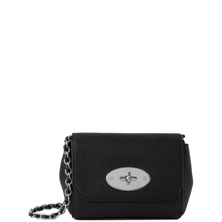 Mulberry Mini Lily Black & Silver-Toned Glossy Goat 